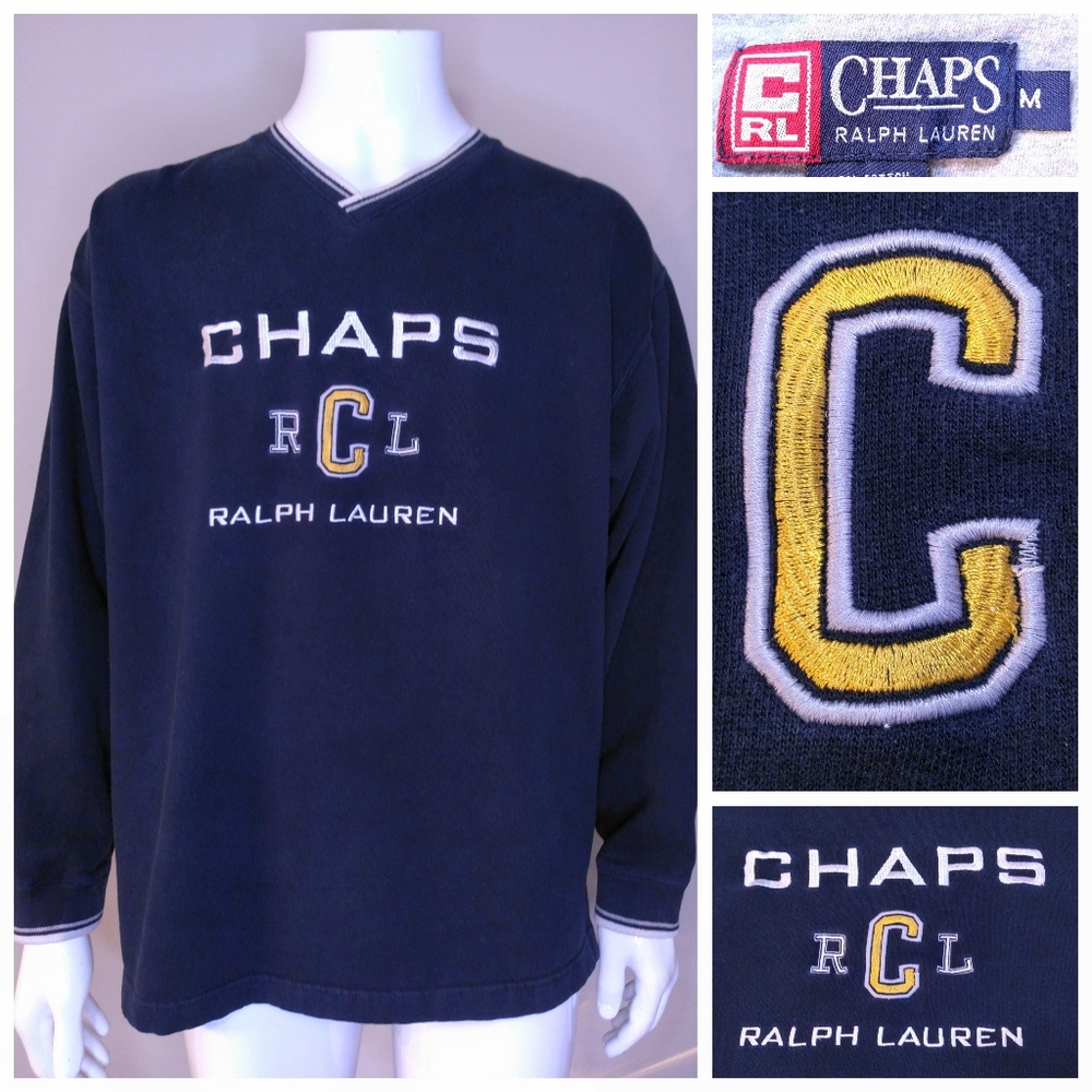 CHAPS RALPH LAUREN Vintage Sweatshirt MEDIUM Vtg 90s Size M POLO Pullover RARE